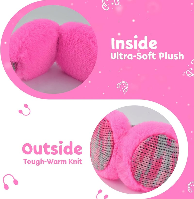 SEDUXI Kids Winter Ear Muffs with Gloves Set - Plush Knit Earmuffs & Mittens, Adjustable Soft Ear Warmers for Boys Girls 3-16 Years - Image 2